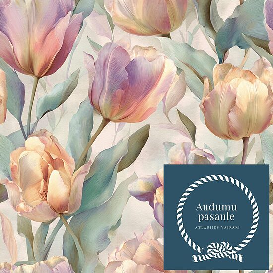 Bēšas tulpes uz bēša fona,  Nr.116 Oxford auduma priekšpasūtīšana 