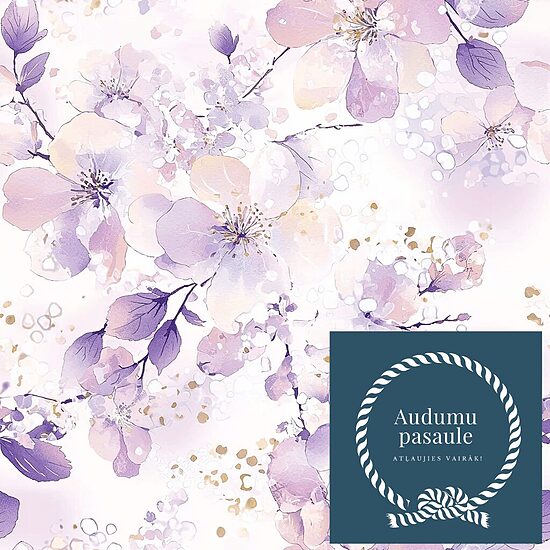 Violetīgie ābeļziedi,  Nr.118 Oxford auduma priekšpasūtīšana 