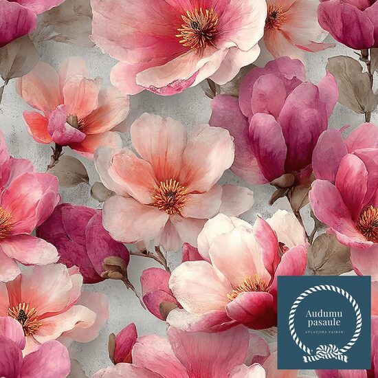 Rozā magnolijas,  Nr.21. Oxford auduma priekšpasūtīšana 
