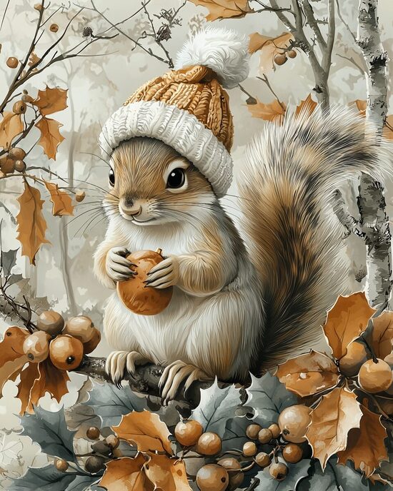 Panelis - vāvere ar cepuri, kokvilnas cilpiņtrikotāža