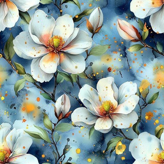 Akvareļu magnolijas  - kokvilnas trikotāža, priekšpasūtījums