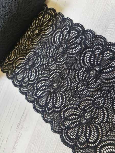 Balck lace with elastane, like a embroided flowers, No.47