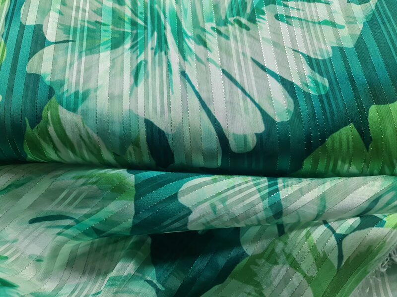 Chiffon, with silver tread, palm leaves 