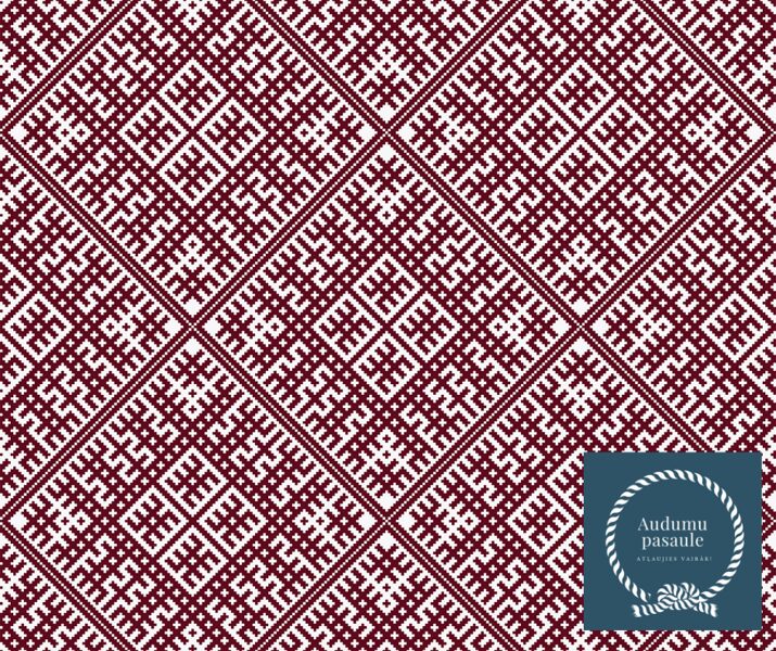 Ūsiņs. Bordo elementi uz balta fona. KOKVILNAS TRIKOTĀŽA