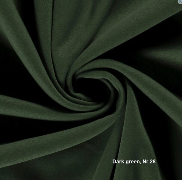 Vienkrāsu joggings (hūdiju) audums_dark green_Nr.28_priekšpasūtījums