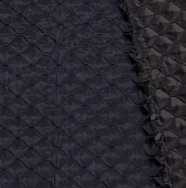 Quilted double-sided jacket/coat fabric, navy with black 