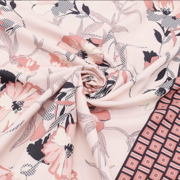 Crepe fabric, light pink with decorative edge 