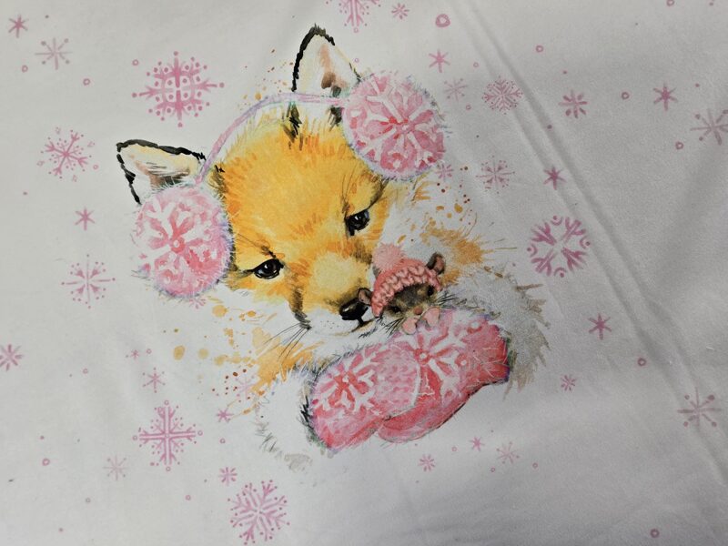 Fox in winter, panel, cotton french terry 