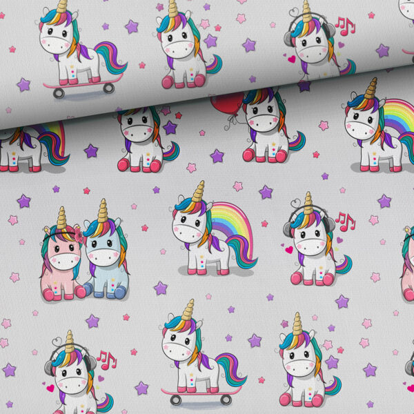 Cuties: Rainbow Unicorns Gray, cilpiņtrikotāža, priekšpasūtījums