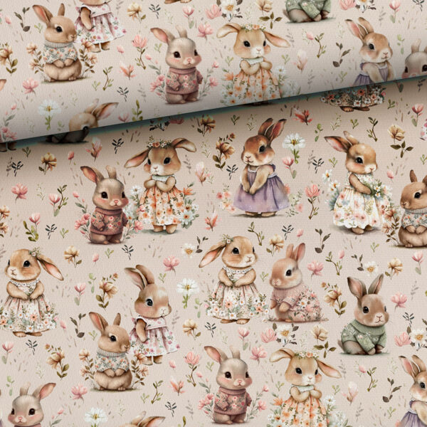 Bunnies in flowers, cilpiņtrikotāža, priekšpasūtījumi