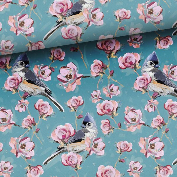 Magnolias and turquoise birds, cilpiņtrikotāža, priekšpasūtījums