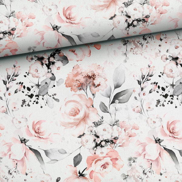 Roses in grey on white, cilpiņtrikotāža, priekšpasūtījums