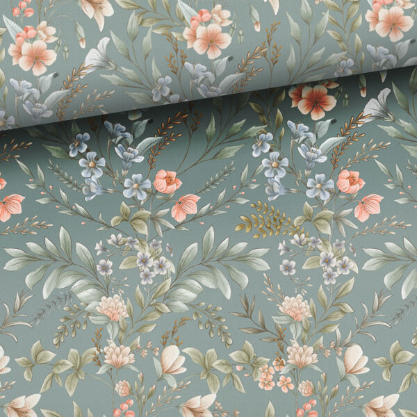 Vintage Blue Flowers, cilpiņtrikotāža, priekšpasūtījums